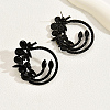 Black Brass Micro Pave Cubic Zirconia Dangle Stud Earrings ZW5903-4-2