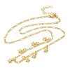 Brass Micro Pave Clear Cubic Zirconia Star Pendant Necklaces NJEW-B157-04G-5