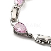 Rack Plating Brass Teardrop Links Bracelets with Glass for Women BJEW-H604-01P-4