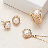 Brass Micro Pave Clear Cubic Zirconia Pendant Necklaces & Stud Earrings & Rings Sets WG2C5C9-05-1