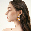 ANATTASOUL 4 Pairs 4 Colors Acrylic Sunflower Dangle Stud Earrings EJEW-AN0002-99-3