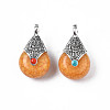 Tibetan Style Resin Pendants RESI-T022-16D-2