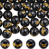 40Pcs Natural Black Onyx(Dyed & Heated) Carved Beads G-SC0002-90-1