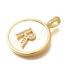 Rack Plating Brass Micro Pave Clear Cubic Zirconia Pendants with Shell KK-M309-42G-R-3