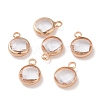 Golden Tone Brass Glass Flat Round Charms GLAA-M003-A-21G-1