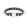 Spiked Rivet Alloy Heart Link PU Leather Choker Necklaces for Women FS-WGC3189-01-5