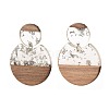 Transparent Resin & Walnut Wood Dangle Stud Earrings EJEW-JE04281-02-1