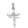 Brass Micro Pave Clear Cubic Zirconia Pendants CU-CBA9883-05B-P-1
