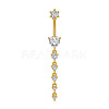 304 Stainless Steel Pave Clear Cubic Zirconia Curved Barbell Dangle Belly Rings FS-WG7A03F-12-1