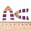 Independence Day Opaque Striped Resin & Walnut Wood Pendants RESI-U010-02W-3