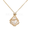Brass Macrame Pouch Empty Stone Holder for Pendant Necklaces Making NJEW-JN04440-01-3