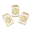 Brass Pave Natural White Shell Religion Rectangle Pendants KK-Q068-32G-1