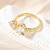 Brass Micro Pave Cubic Zirconia Cuff Rings for Women RJEW-F181-10G-01-1