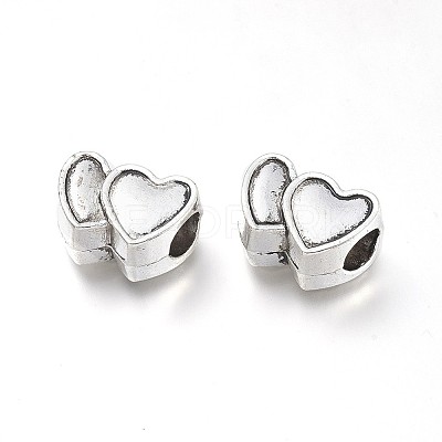 Heart Alloy European Large Hole Beads PALLOY-O065-28AS-1