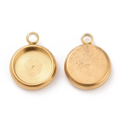 Ion Plating(IP) 304 Stainless Steel Pendant Cabochon Settings STAS-K202-03C-G-1