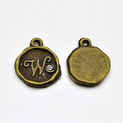Antique Bronze Plated Alloy Rhinestone Charms ALRI-J152-W-NF-1