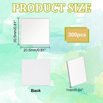 300Pcs Square Acrylic Self Adhesive Acrylic Mosaic Tiles AJEW-PH0011-54-1