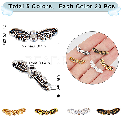 100Pcs 5 Colors Tibetan Style Alloy Beads FIND-SC0009-31-1