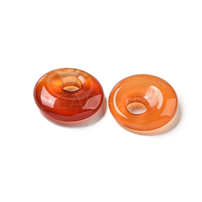 Natural Red Agate Donut/Pi Disc Charms G-G142-02P-1