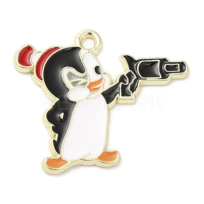 Light Gold Plated Alloy Enamel Pendants ENAM-L041-06D-1