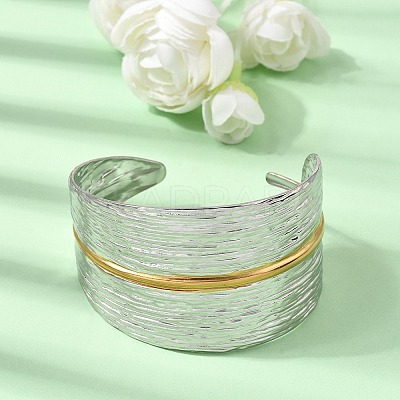 Two Tone 304 Stainless Steel Cuff Bangles SA-CBA90C5-02A-PG-1