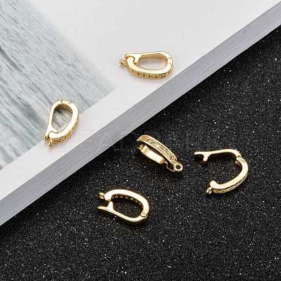 Brass Micro Pave Cubic Zirconia Fold Over Clasps ZIRC-F083-116G-RS-1