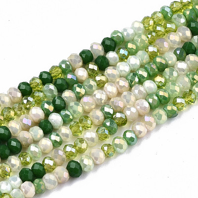 Electroplate Mixed Color Glass Beads Strands GLAA-T006-07-B02-1