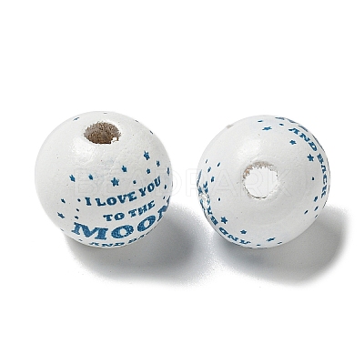 Printed Wood European Beads WOOD-G022-20A-1