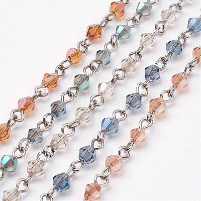 Handmade Electroplate Glass Beads Chains AJEW-JB00285-1