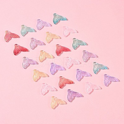 24Pcs 6 Colors Transparent Spray Painted Glass Pendants GLAA-FS0001-90-1