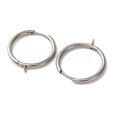 201 Stainless Steel Hoop Earring Findings STAS-D379-06A-P-1