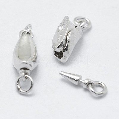 Anti-Tarnish Rhodium Plated 925 Sterling Silver Box Clasps STER-F037-032P-1