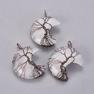 Natural Quartz Crystal Tree of Life Wire Wrapped Pendants G-L520-E06-R-NF-1