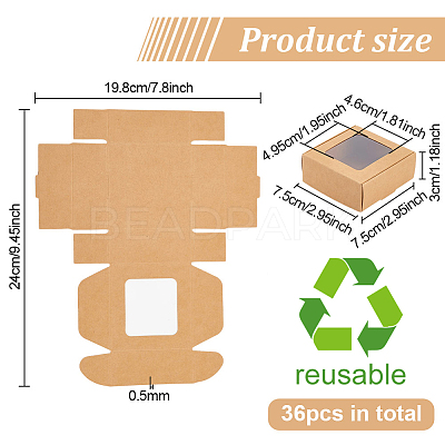 Square Foldable Creative Kraft Paper Box CON-WH0089-20B-1
