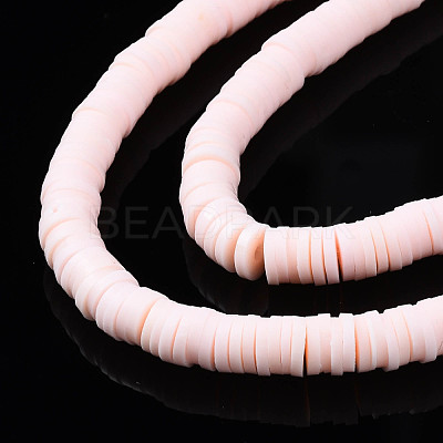 Flat Round Handmade Polymer Clay Beads CLAY-R067-8.0mm-27-1