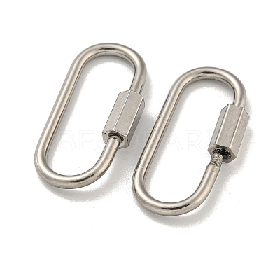 Non-Tarnish 304 Stainless Steel Screw Carabiner Lock Charms STAS-C092-05C-P-1