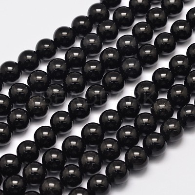 Natural Eyeless Obsidian Beads Strands G-K123-06-6mm-1