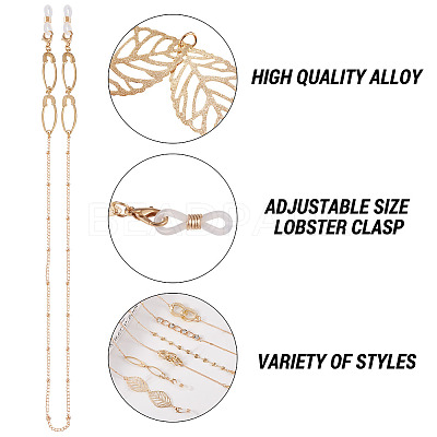6Pcs 6 Style Zinc Alloy Eyeglasses Chains AJEW-BY0001-04-1