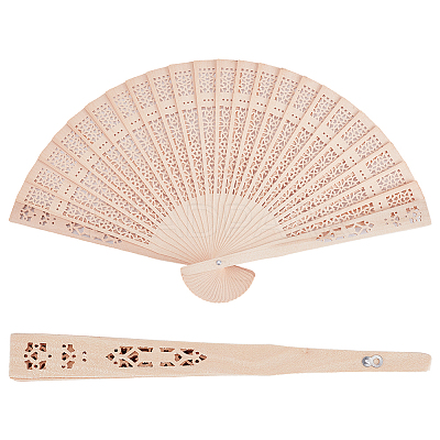 Wood Folding Fans AJEW-WH20001-83A-1