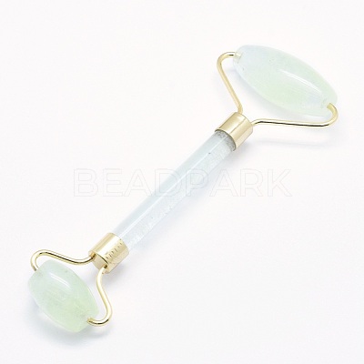 Green Watermelon Stone Glass Brass Face Massager MRMJ-G009-20G-1