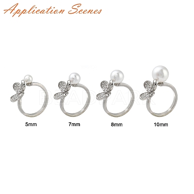 Flower Brass Micro Pave Cubic Zirconia Cuff Cup Peg Ring Settings KK-K297-23P-1