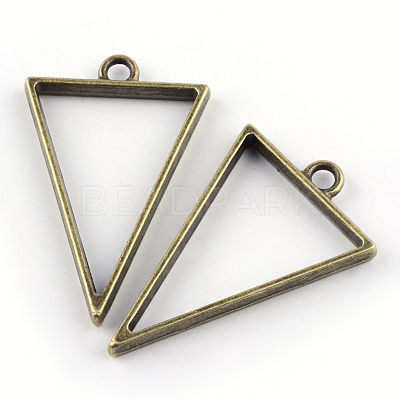 Rack Plating Alloy Triangle Open Back Bezel Pendants PALLOY-S047-09F-FF-1