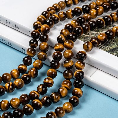 Natural Tiger Eye Beads Strands X-G-J303-11-8mm-1