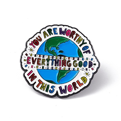 Colorful Word You Are Worthy of Everything Good In This World Enamel Pin JEWB-A005-07-03-1