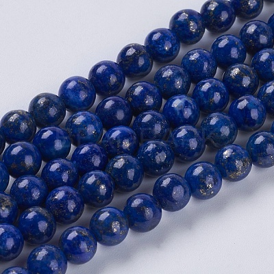 Natural Lapis Lazuli Beads Strands X-G-G423-6mm-A-1
