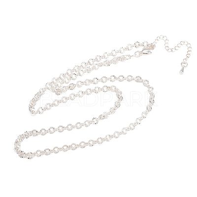 4MM Brass Textured Rolo Chain Necklaces for Men Women NJEW-L012-05S-1