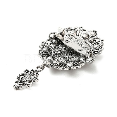 Retro Alloy Rhinestone Oval Brooch JEWB-B022-01AS-01-1