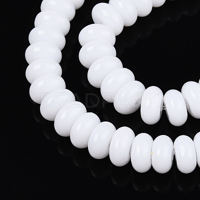 Opaque Spray Painted Glass Beads GLAA-ZX008-6mm-18G-1