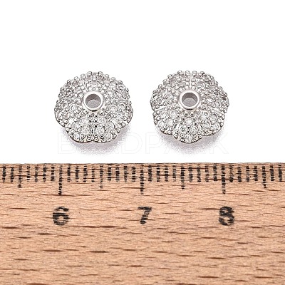 Brass Micro Pave Clear Cubic Zirconia Bead Caps KK-Q071-17P-02-1