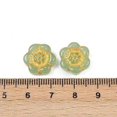 Baking Paint and Golden Metal Enlaced Glass Beads DGLA-T004-10C-1